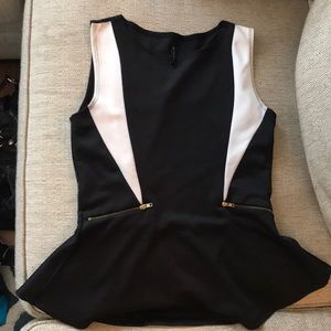 B Jewel black and white peplum top